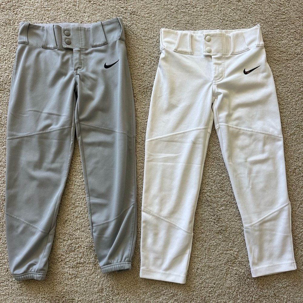 Nike Kids Gray and White Baseball Pants